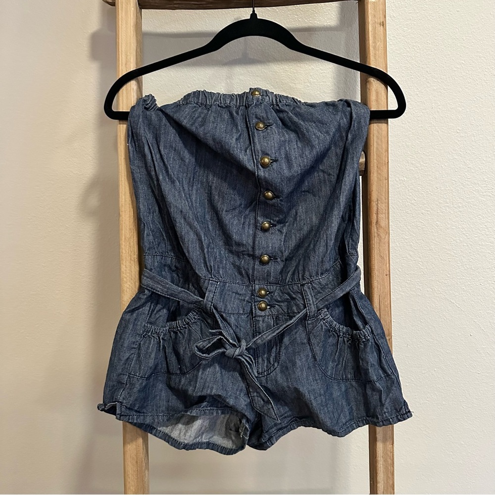 Grane Dark Blue Denim Romper